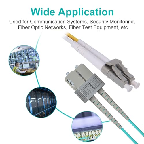 Image of 5m OM3 LC to SC Fiber Patch Cable, 10GB Multimode Fiber Jumper, Duplex LC-SC UPC, MMF, 50 /125um, LSZH, for 1G /10G MMF SFP Transceiver, Networks, 5 Meter(16.4ft)