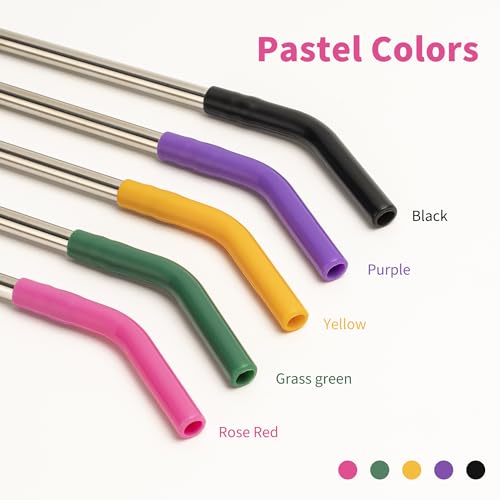 Image of 8.5 inch Metal Reusable Drinking Straws for 20oz YETI Tumbler with Silicone Tip