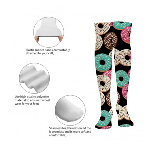 Women Girls Breathable Non Skid Cushion Crew Socks Thigh Stocking2