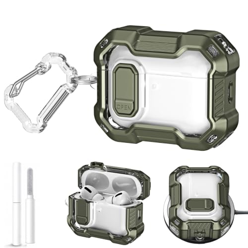 Étui AirPods Pro 3 vert en silicone rigide avec stylo de nettoyage complet