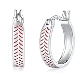 Baseball Earrings 925 Sterling Silver Baseball Hoop Earrings Sport Lover Jewelry Baseball Mom Earrings Gifts for Women
