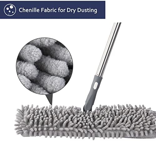 LinTimes Mops for Cleaning Floors, Flat Mop with 4 Wet & Dry Microfiber and Chenille Cloths, Floor Mops for Laminate Floors, Hard Floor, Wooden Floor