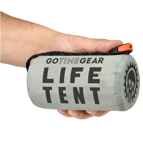Go Time Gear Tente de Vie Abri de Survie d'Urgence - 2 Personnes comme Tente, Abri, Bâche de Tube - Inclut Sifflet & Paracorde Vert 1 Pack