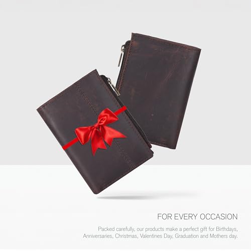 Image of Oak Leathers Wallet For Women Full Grain Leather - Small RFID Coin Purse Credit Card & ID Holder for Ladies,Bifold Wallets for Teenager | Small