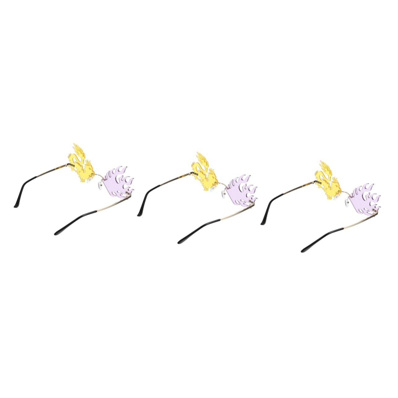 SHERCHPRY 3 Pcs Frameless Dragon and Funny Sunglasses (feng Zi Long Yellow Film) Accessories Funny Spectacles Gifts Sunglasses for Party Photo Metal Small Glasses Child