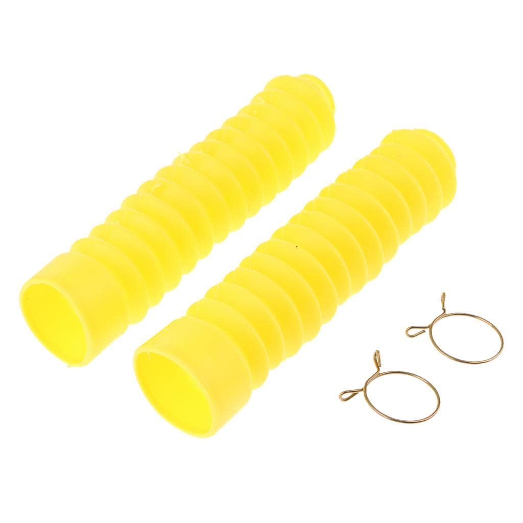 2 Piezas Cubierta de Polvo de Horquilla Delantera Fuelle para Amortiguador Frontal Protección Contra Polvo Material Elástico Adecuado para Reparación, Amarillo