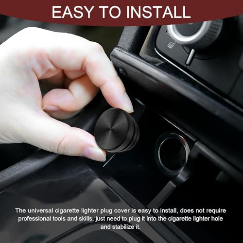 Image of Car Cigarette Lighter Plug Cover, Cigarette Lighter Covers, Aluminum Plugs Cover Car Decoration, Waterproof Dustproof Cigarette Lighter Socket Cap for SUV Truck with 12V Power Source (Black)