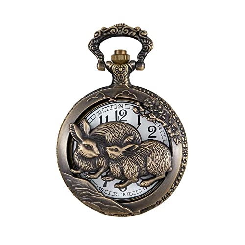 Image of Vintage Cute Animal Pocket Watch, Long Chain Sweater Pendant Necklace, for Women Men Birthday Christmas Gift