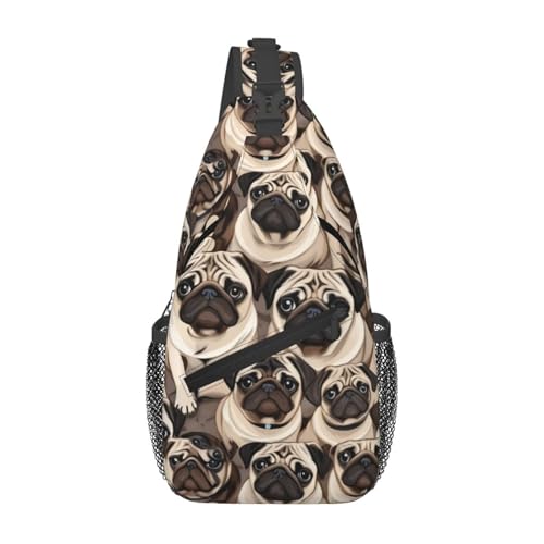 Bolso bandolera con diseño divertido de pug para viaje