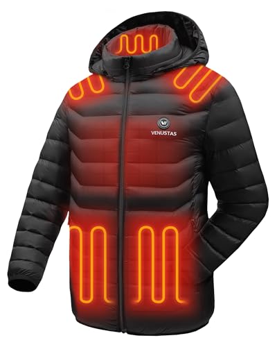 Venustas Unisex Heated Jacket with Battery, Heated Coat for Women and Men with Detachable Hood