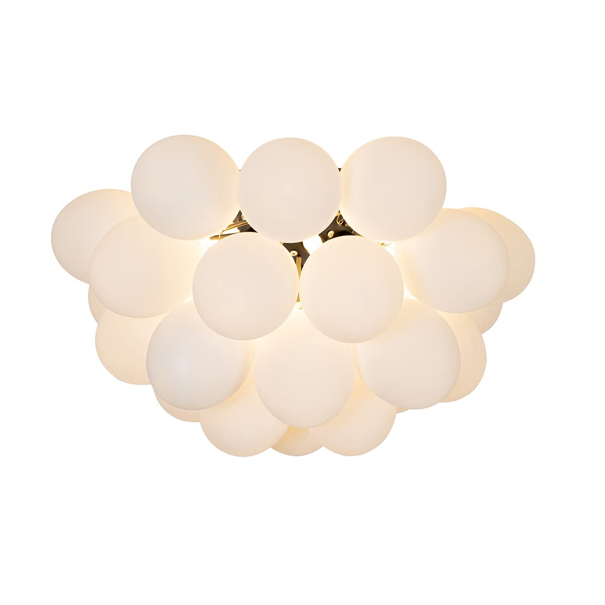 Qazqa - Design Art-Deco-Deckenleuchte I Deckenlampe I Lampe I Leuchte schwarz mit Opalglas 6-flammig - Uvas I Wohnzimmer I Schlafzimmer - Kugel I Kugelförmig - LED geeignet G9