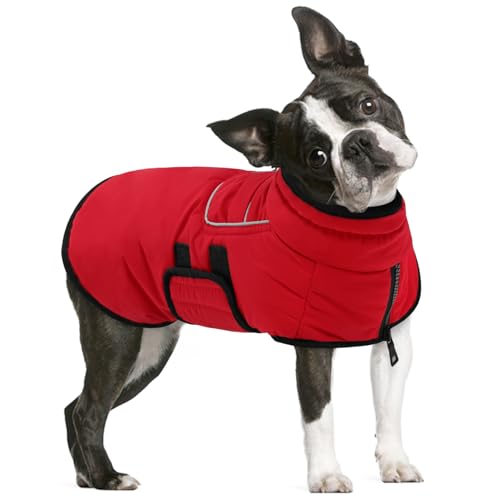 AOFITEE Extra Großer Hundemantel, Warme Hundewinterjacke für Große Hunde, Reflektierende Rollkragen-Hundejacke Fleece-Mantel mit Geschirr, wasserdichte Hunde-Schneejacke für Corgi, Border Collie