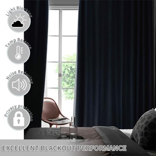 Image of Triple Pinch Pleated Blackout Curtains Thermal Insulated Room Darkening Curtains for Bedroom /Livingroom Pack of 2 Panels, Tiebacks, Hooks (Aqua Blue)