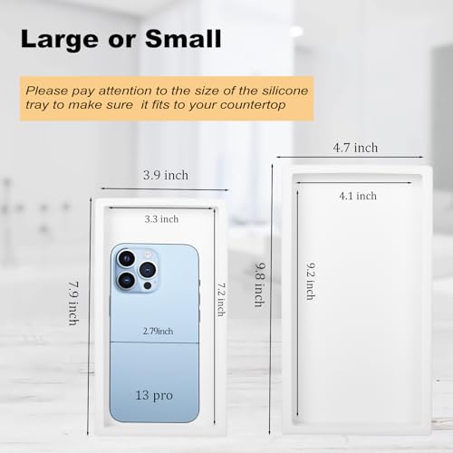 image for Heagoale Small Silicone Bathroom Vanity Tray Rectangle Soap and Sponge