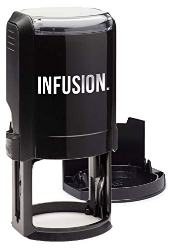 Infusion 1-5/8" X 1-5/8" Custom, Large, Round Self-Inking Logo Stamp, Black #TOP1
