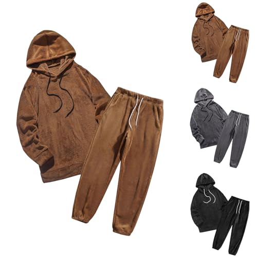 Cambkatl Men's Fleece Plush Pajama Set Fluffy Warm Long Sleeve Hoodies & Ultra Soft Pjs Bottom Cozy Winter Sleepwear2