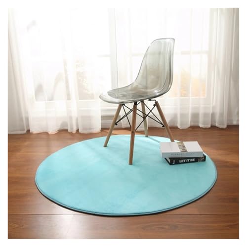 Tapis rond en molleton de corail ultra doux bleu clair diamètre 160 cm - 2
