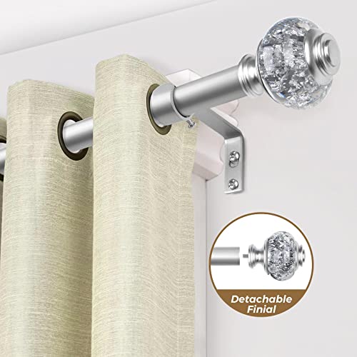 Usfook 3/4 Inch Bay Window Curtain Rods, Telescoping Silver Curtain Rods For Bay Windows 36-72 Inch(Center Rod), 20-36 Inch(Side Rods), Translucent Finials #TOP1