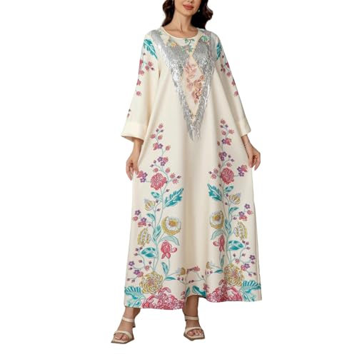 Abaya Dubaï imprimée pour le Ramadan : robe ample musulmane élégante