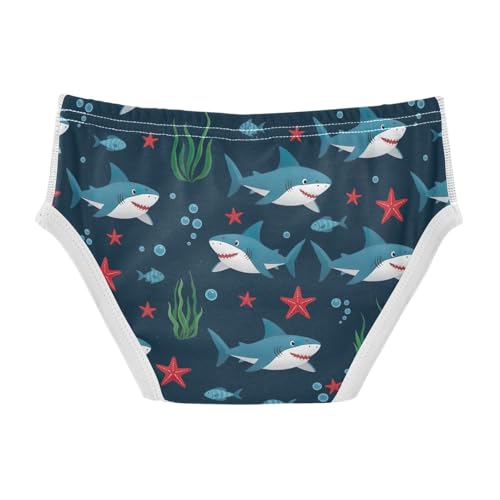CHIFIGNO Boys' Cotton Briefs Soft Underwear Breathable Brief Underwear for Toddler Boys, Cute Shark Navy2