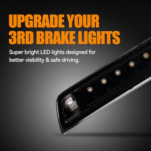 Image of Third 3rd Brake Light LED for 2006-2014 Honda Ridgeline, High Mount Rear Brake Lights Assembly for 06-14 Ridgeline, Waterproof Center Cab Lamp Stop Light (Black)