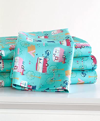 The Lakeside Collection Retro Happy Glamping Lifestyle Bedding Sheet Set Full