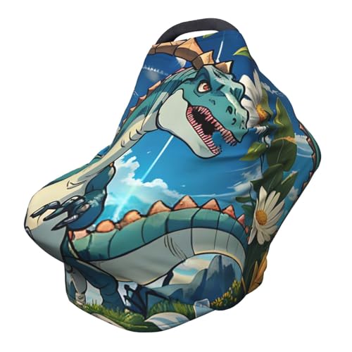 XZDHYZ Cute Dinosaur Versatile full-print Stroller Chair Cover/Nursing Cover, specially designed for your baby, Black