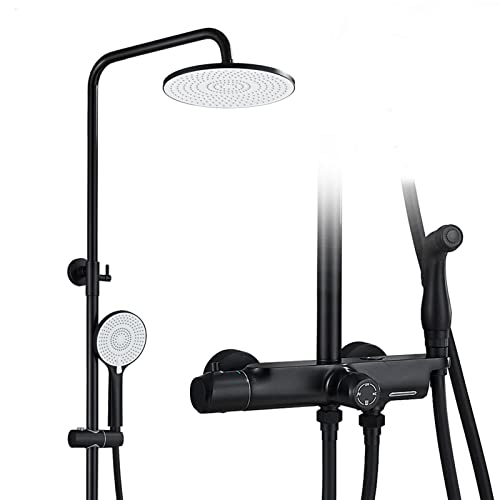 Ensemble douche thermostatique noir complet avec robinet cascade et bidet pulvérisateur