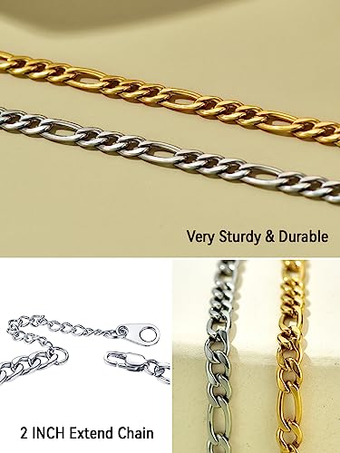 Image of FaithHeart Waterproof Ankle Bracelets for Women, 1 /2 /3Pcs Non Tarnish Stainless Steel Layered Anklet Set Paperclip Figaro Cuban Link Chain Dainty Summer Beach Jewelry Gift Adjustable Size