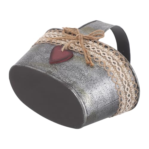 Yardenfun Jardinière Rétro en Fer Galvanisé avec Toile de Jute, Pot Vintage Rustique pour Plantes D’Intérieur et Extérieur, Seau Décoratif Multifonction pour Jardin et Bureau, Cache-Pot