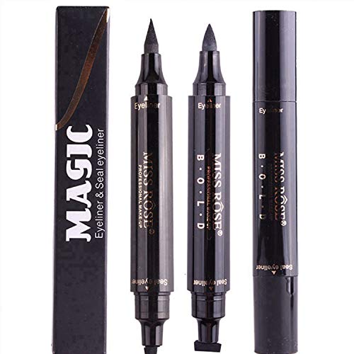 Winged Eyeliner Stamp-2 Pens Dual Ended Liquid Eye Liner Pen Waterproof Smudge Proof Long Lasting eyeliner Vamp Style Tool for Wing or Cat Eye (Thick&Thin)