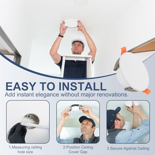 Placas redondas de techo uxcell de 95 mm panel blanco mate para tapar agujeros en pared 7
