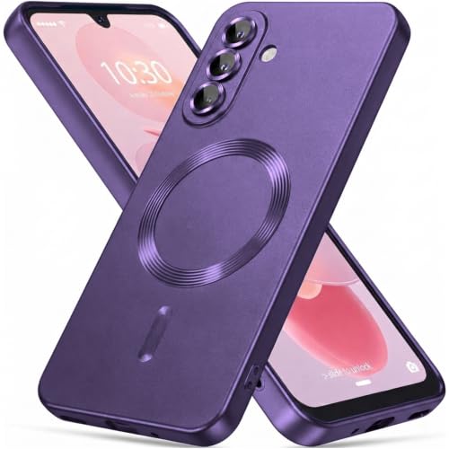 Image of DIZORO Samsung A37 Case, Compatible with Mag Safe Back Cover, Matte Luxury Metallic Luster Flexible TPU Wireless Charging Shockproof Case with Camera Protector Lens (Deep)