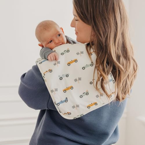 Image of Copper Pearl Premium Baby Burp Cloths - 3-Pack Large Cotton Burp Cloths, Extra Soft Spit Up Rags with 3 Absorbent Layers, Perfect for Baby Boy and Baby Girl Gifts (21 inch x 10 inch Size, Speedster Set)