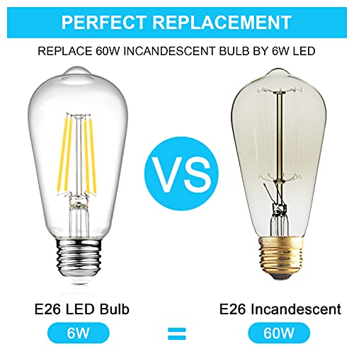 Ascher ST58-XSXW-WHITE-4000K Vintage Led Edison Bulbs, 6W, Equivalent 60W, High Brightness Daylight White 4000K thumb #3