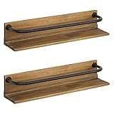 ANSNOW Wall Mounted Wooden Wine, Real Wood Rack 6 Wine Bottles Holder Wine Cork Storage Rack Espresso, 2 Set