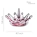 WHOLE HOUSEWARES Crown Shape Glass Ring Holder Dia 4.3inch Glass Jewelry Tray Organizer (Pink)