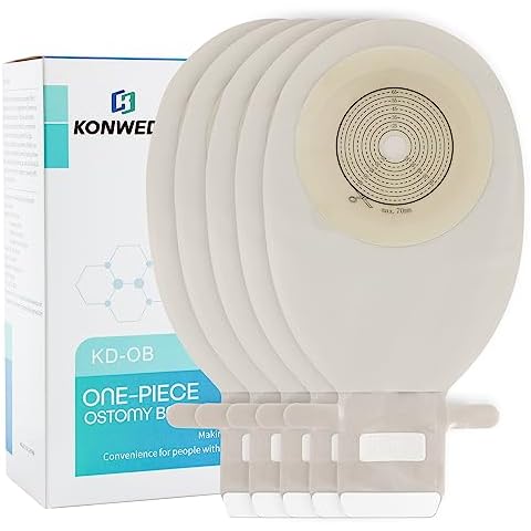 KONWEDA 20PCS Colostomy Bags, Ostomy Supplies, One-Piece Drainable Pouches with Waterproof Fabric for Ileostomy Stoma Care, Cut-to-Fit, Max 70mm Cover
