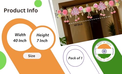 Image of Divyakosh Artificial Flower Toran for Door Decoration 40 Inch | Premium Decorative Toran for Home, Mandir, Entrance | Wedding & Festival Decor - Bandanwar Toran with Artificial Flowers