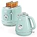 Hazel Quinn Edelstahl Toaster Retro Style Frühstückssets, 2 Extra Breiten Toastschlitzen, Abschaltautomatik, 815 Watt, Elektrischer Wasserkocher 1,7 Liter 2200 W, BPA-frei, 360° Gerätefuß, Minzgrün