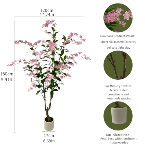 VIGGDA 6ft Artificial Pink Jasmine Potted Tree — view 2