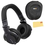 Pioneer DJ HDJ-CUE1 DJ Headphones - Black Bundle with Case and Austin Bazaar Polishing Cloth