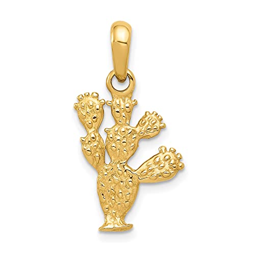 10k Yellow Gold Cactus Pendant for Women or Unisex Wear