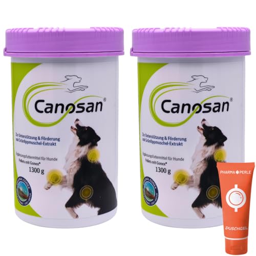 Canosan Pellets 2X 1300 g I Ergänzungsfuttermittel mit Gonex zur Unterstützung der Gelenkgesundheit I für Hunde Aller Altersklassen I Gelenke, Bänder, Sehnen I Spar-Set Plus Pharma Perle give-Away