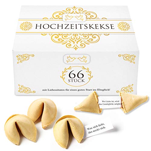 TILLMANN'S Glückskekse Hochzeit u0096 66 einzeln verpackte Glückskekse mit Deutschen Liebeszitaten in Einer Box u0096 Gastgeschenke für die Hochzeit