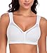 Lemorosy Women's Full Coverage Plus Size Front Closure Posture Back Non-Padded Wireless Support Minimizer Bra (36C, White)