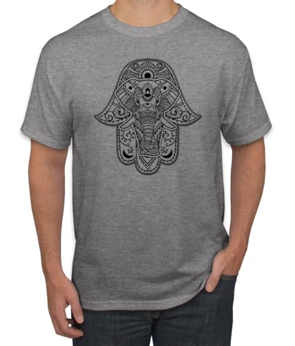 Black Hamsa Elephant Classic Henna Art Symbol Logo Fashion Men's T-Shirt