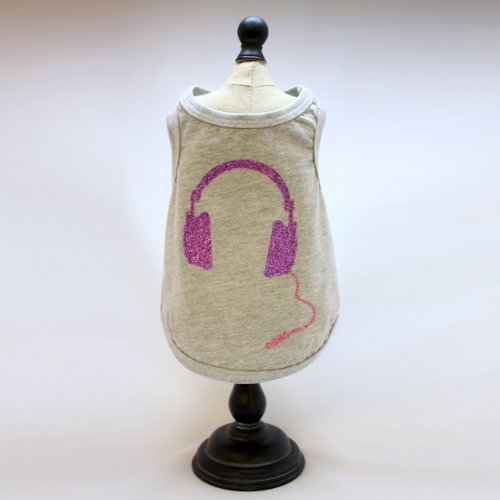 Alphadog Series Headphone Glitter Printed Tank Top T-Shirt For Your Dog Or Cat (M, Aqua) #TOP4