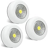 プッシュライト COB 高輝度 両面テープ 電池式 壁掛けクローゼット タンス 押入れ 3個セット 夜間照明