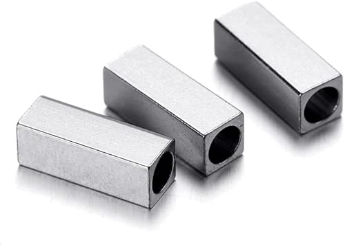 20 cuentas espaciadoras cuboides para hacer joyas, cuentas espaciadoras de acero inoxidable, cuentas espaciadoras sueltas para manualidades,